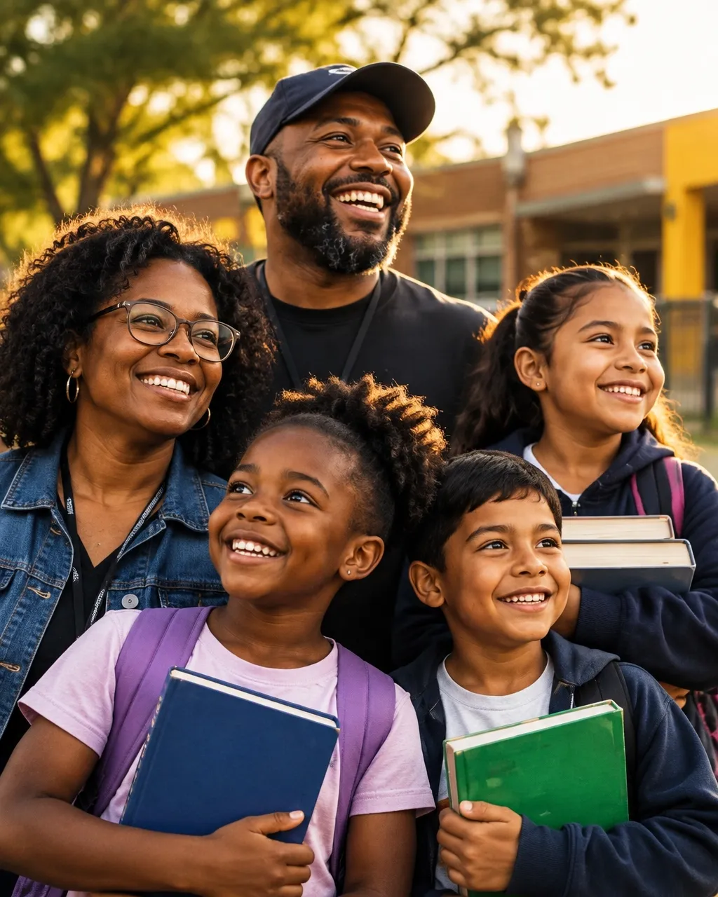 Educators and children from a local community share a moment together